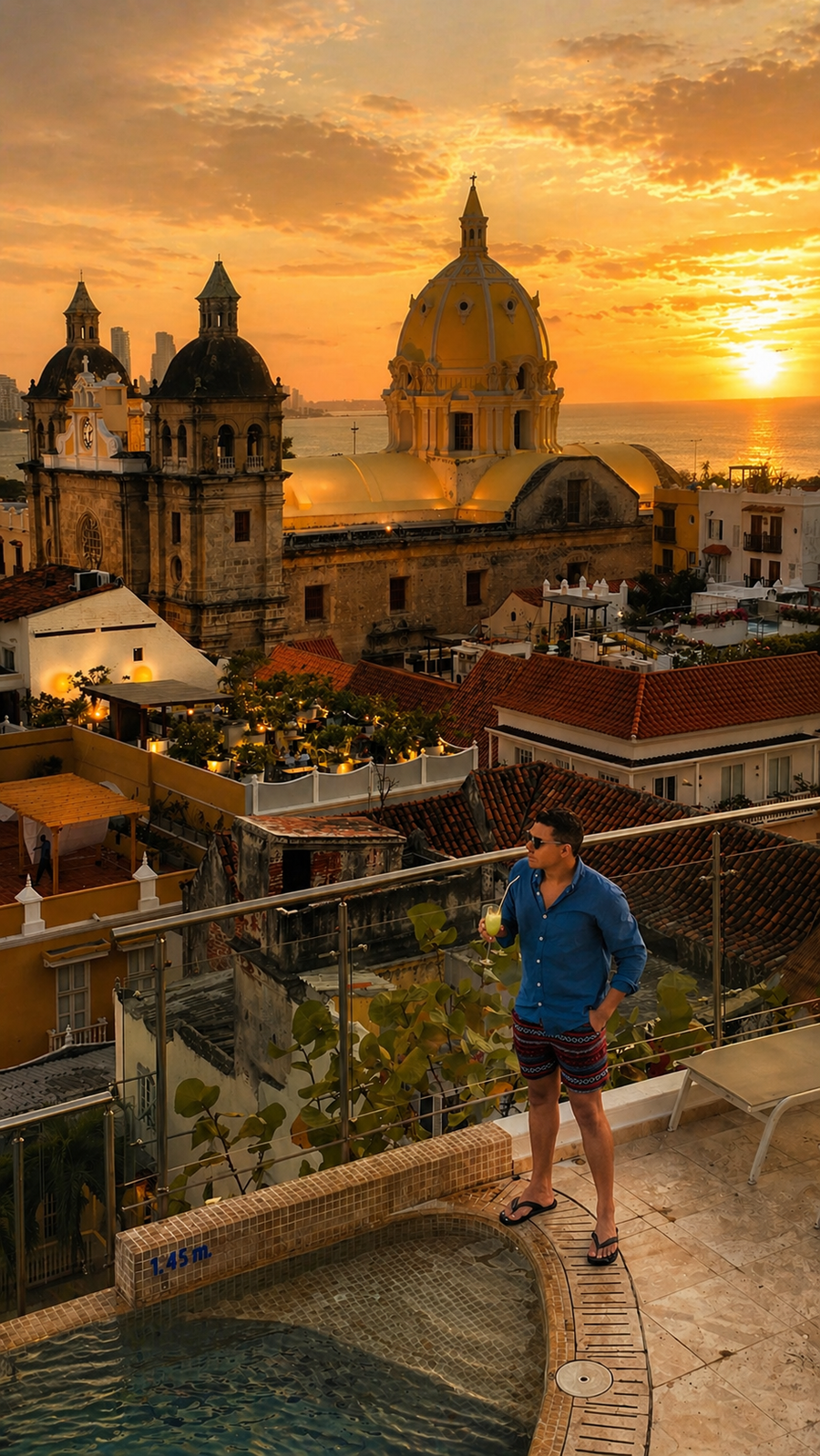 Cartagena rooftop sunset
